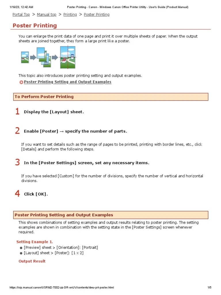 Poster Printing - Canon - Windows Canon Office Printer Utility - User's