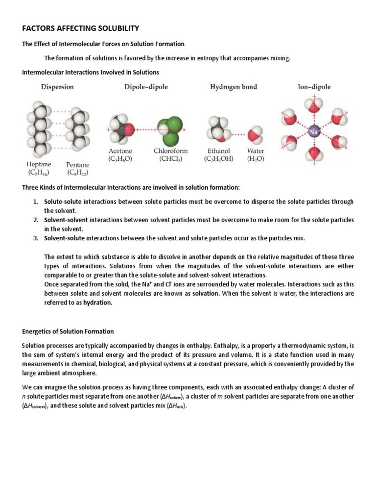 Factors Affecting Solubility | PDF | Solubility | Solvation