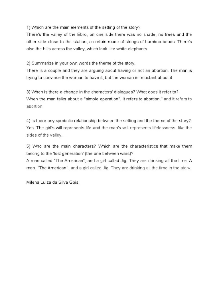 Hills Like White Elephants PDF