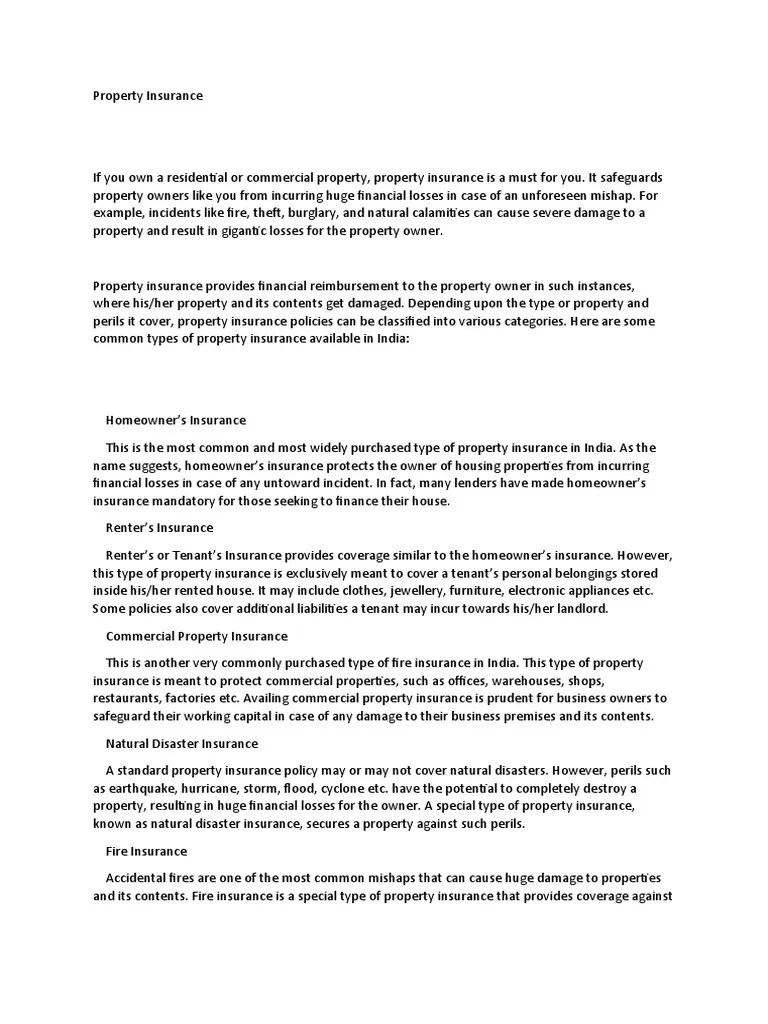 The Essential Types of Property Insurance Understanding Homeowner's