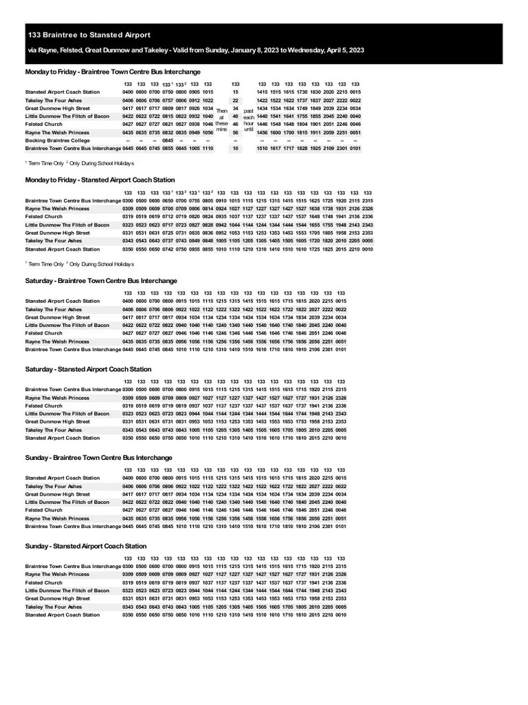 133 Braintree To Stansted Airport From 08 Jan 2023 PDF