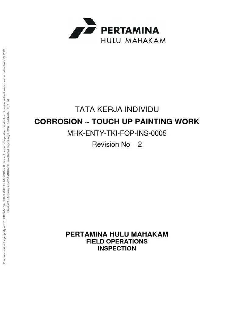 MHK ENTY TKI FOP INS 0005 (ENG) Touch Up Painting Work Procedure PDF