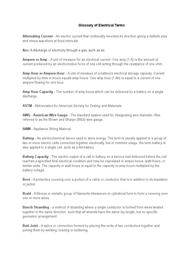 Glossary of Electrical Terms PDF Electrical Conductor Insulator