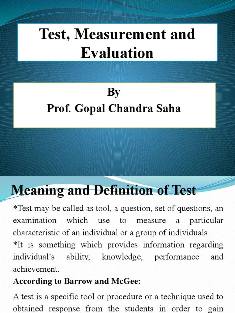 Test Measurement and Evaluation Unit I PDF Validity (Statistics