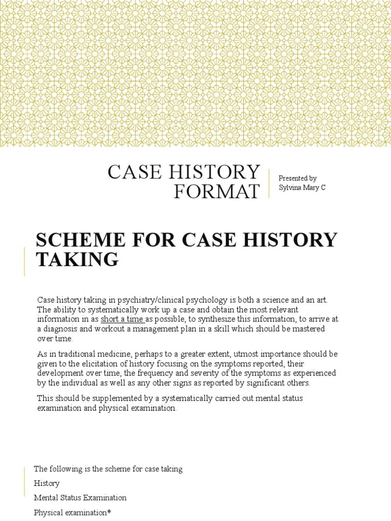 Case History Format PDF