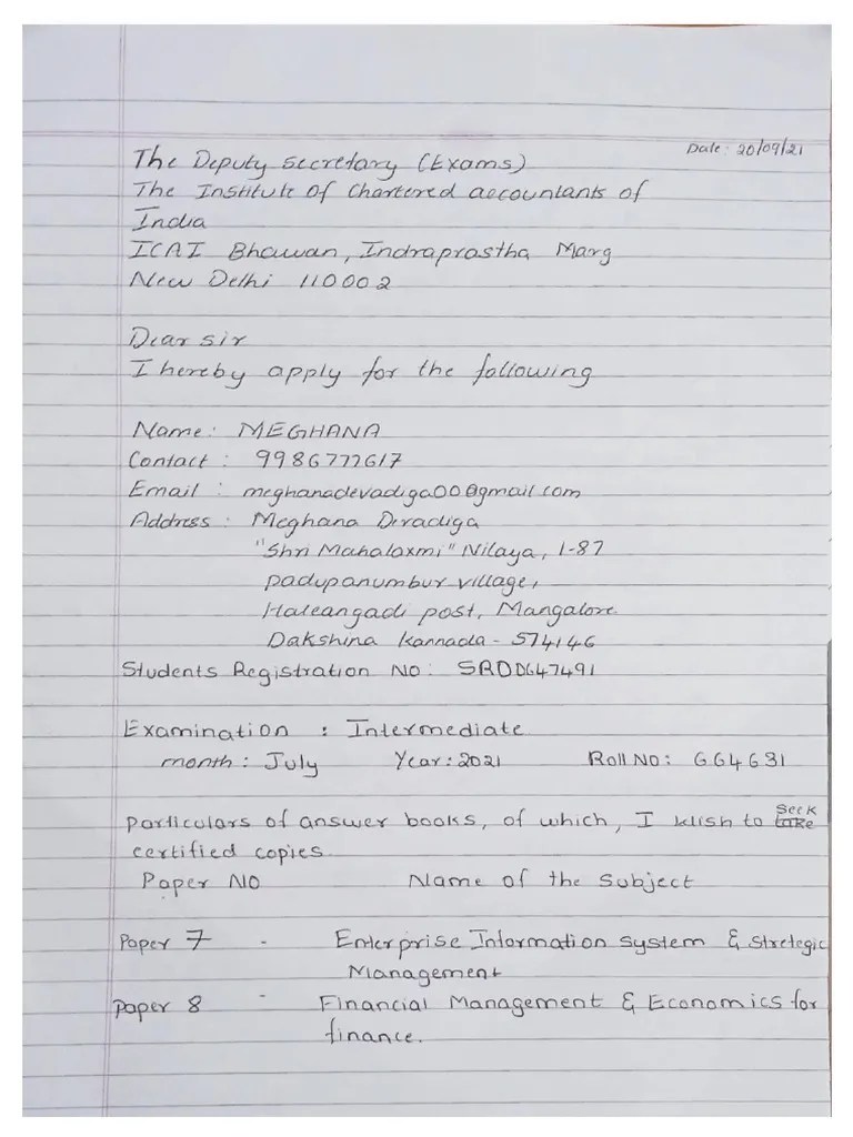 Handwritten Application PDF