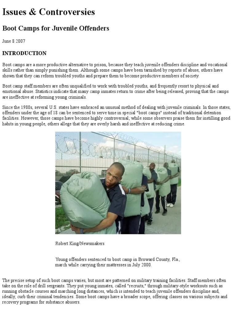 Boot Camps For Juvenile Offenders PDF Juvenile Delinquency Prison