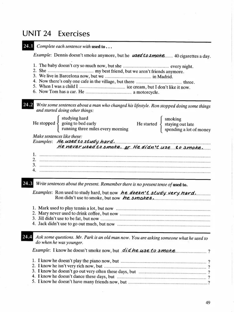 Used ToTo Be Used To To Get Used To Exercises PDF