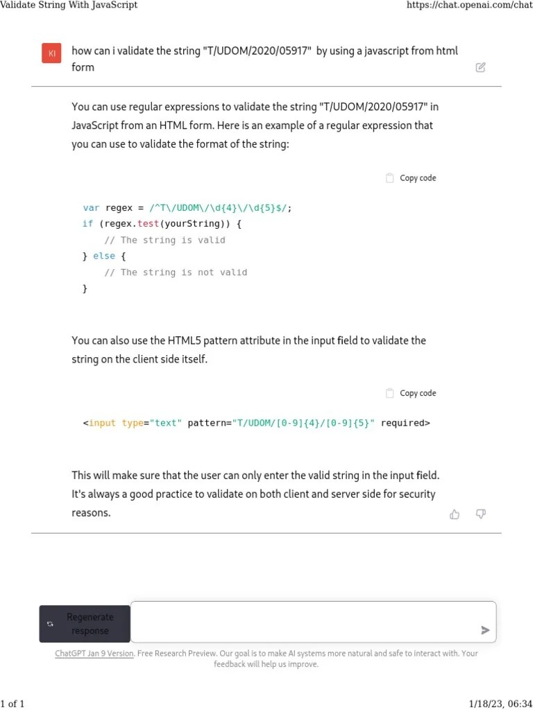 Validate String With JavaScript PDF