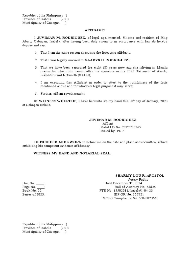 Affidavit of Widow PDF Affidavit Public Law