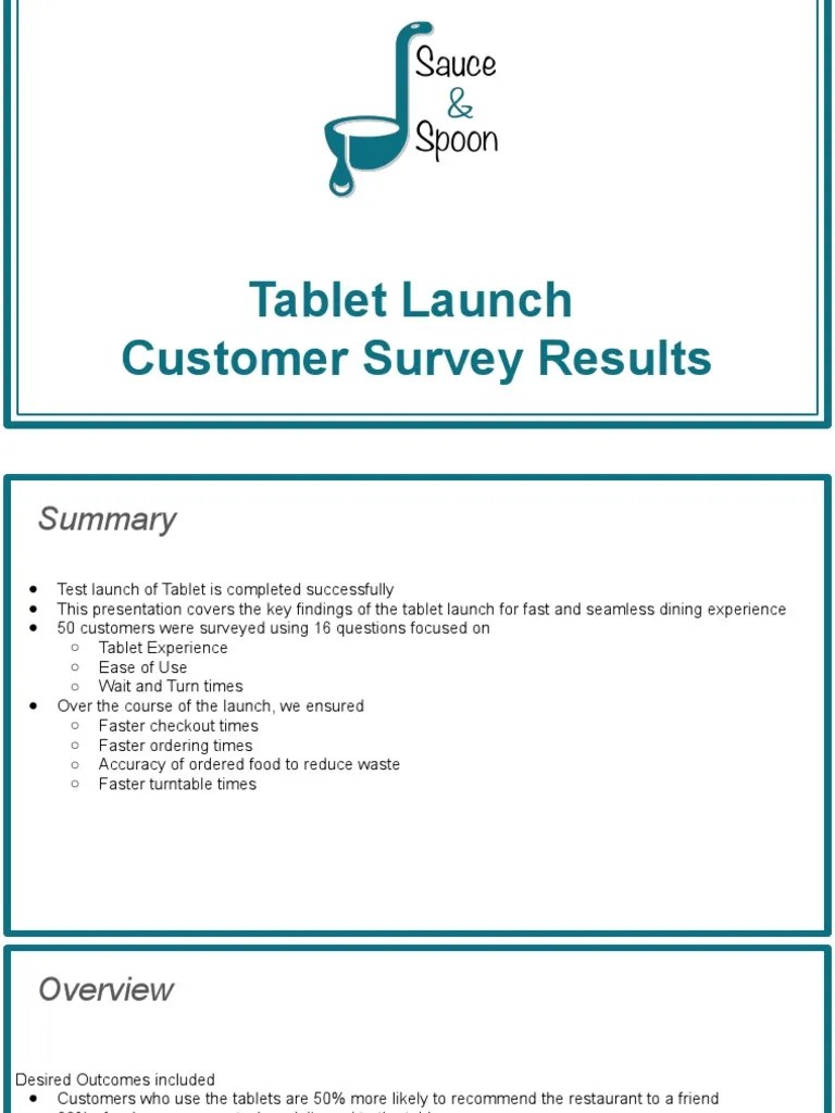 Sauce & Spoon Test Launch Findings PDF