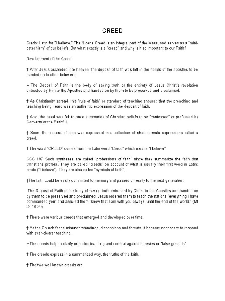 Creed CLE Reporting PDF God The Father Catholic Church