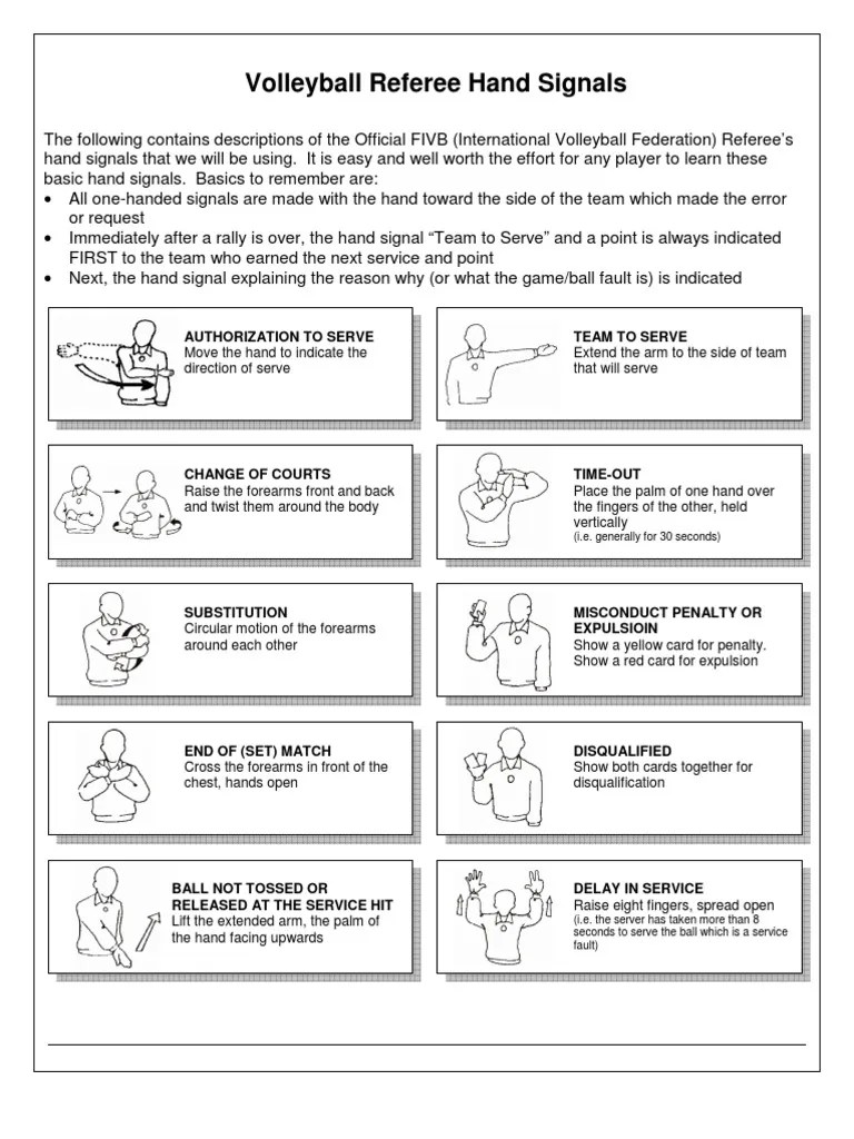 Volleyball Referee Hand Signals
