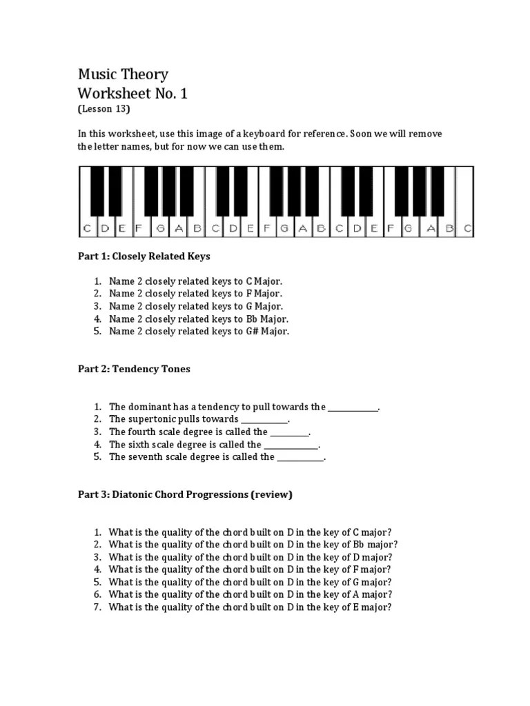 Key Musical Concepts Closely Related Keys, Tendency Tones, and Diatonic Chord Qualities PDF