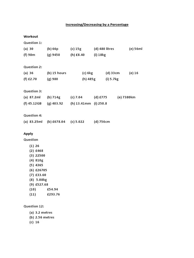 Increasing Decreasing by a Percentage 1 PDF