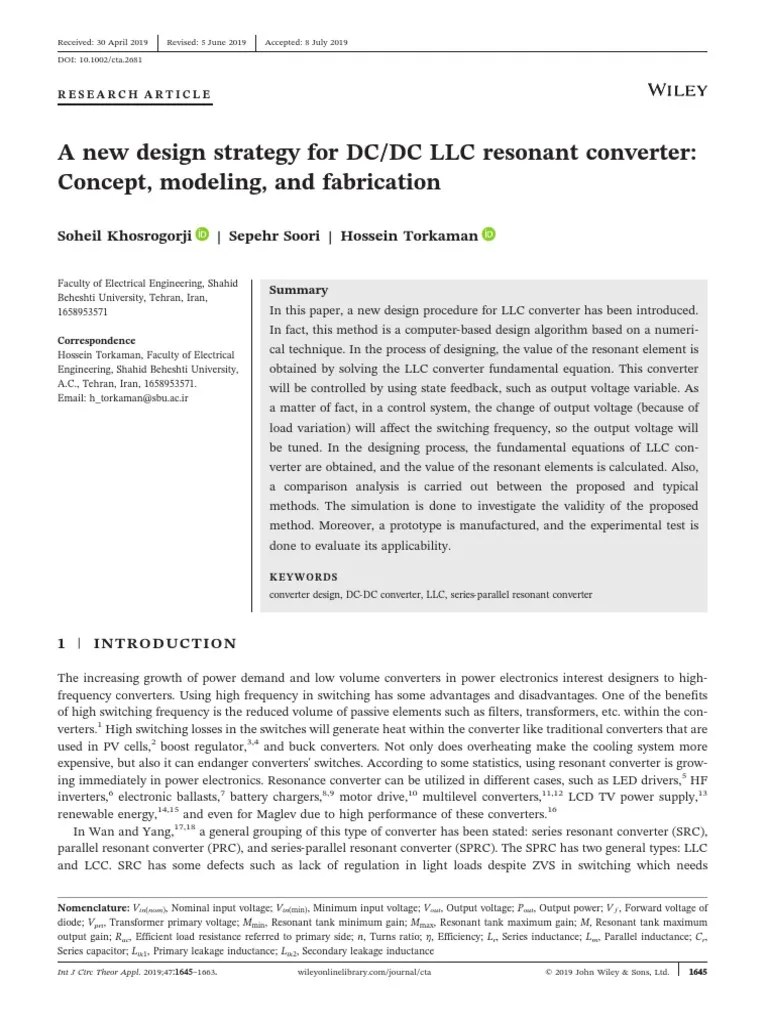 A New Design Strategy For DCDC LLC Resonant Converter Concept