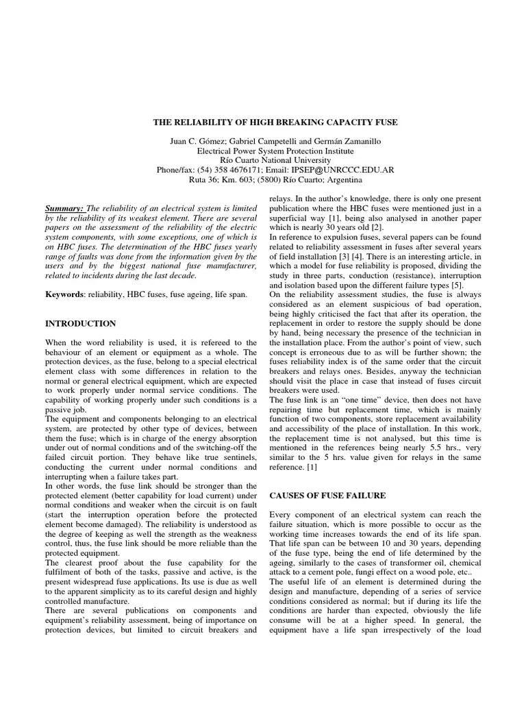 Reliability of Fuses 1 5 Download Free PDF Fuse (Electrical