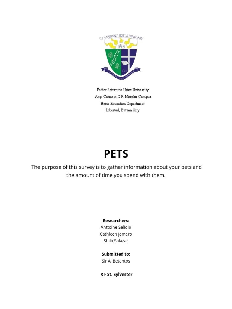 Pets Survey Results PDF Pet Species
