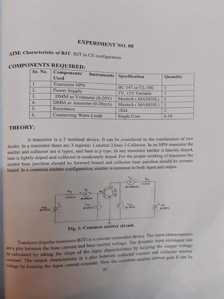 Electronics Experiment 8 PDF Bipolar Junction Transistor