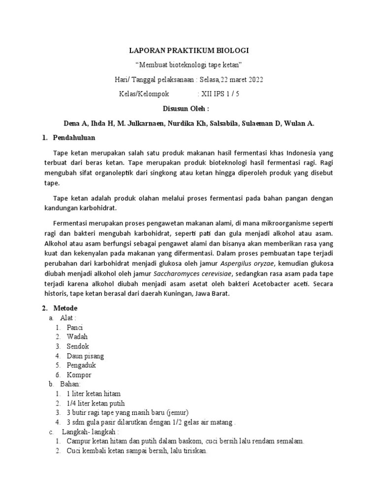 Tugas Biologi KEL 5 ''Tape Ketan'' PDF