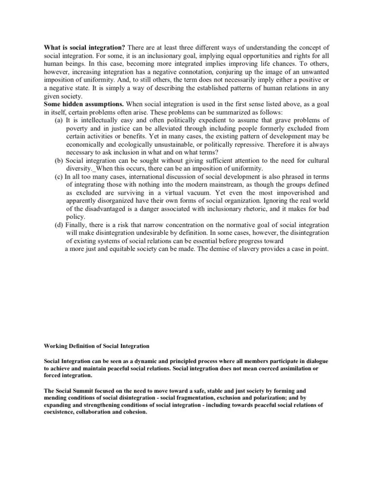 What Is Social Integration PDF Social Network Sociology