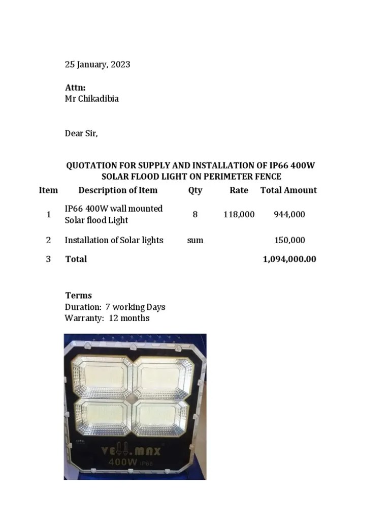 Quotation For Supply and Installation of Flood Light4 PDF