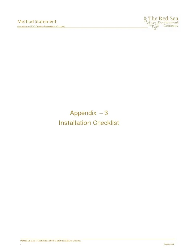Check List For PVC Conduits Embedded in Concrete PDF Building