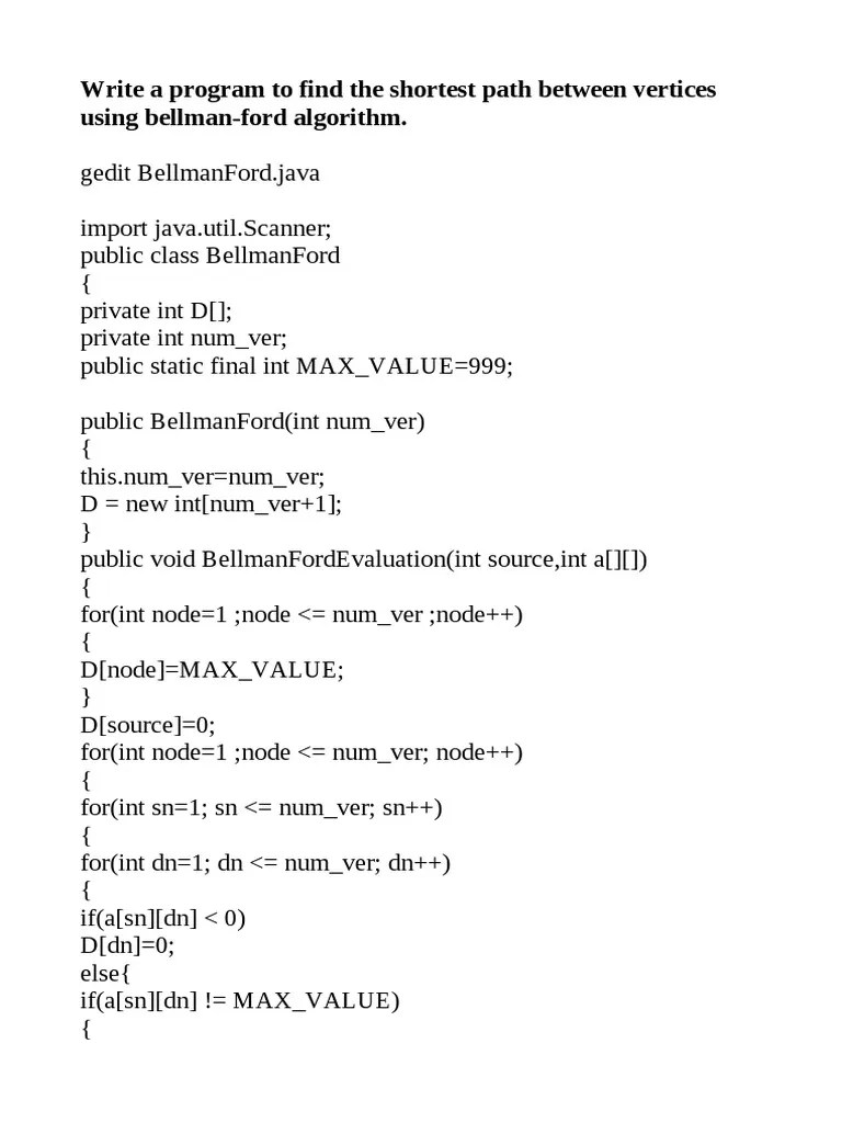 Write A Program To Find The Shortest Path Between Vertices Using