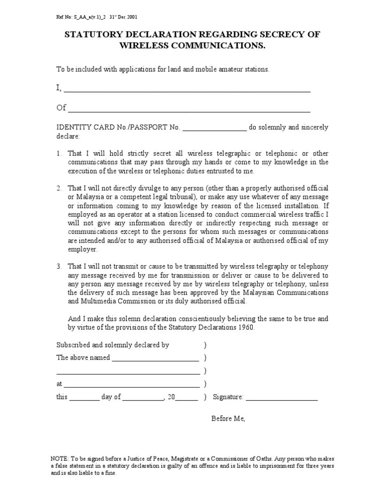 Statutory declaration malaysia fill online printable fillable blank pdffiller Statutory Declaration Form
