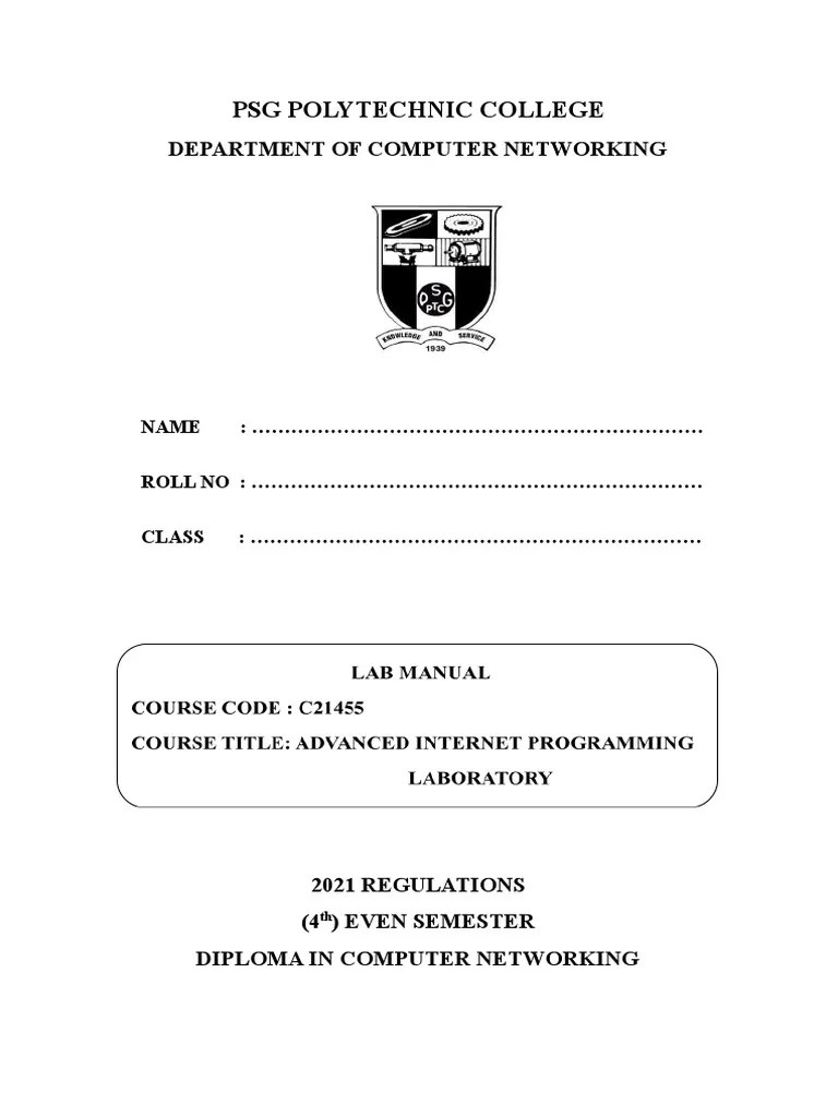 Advanced Programming Lab Manual PDF