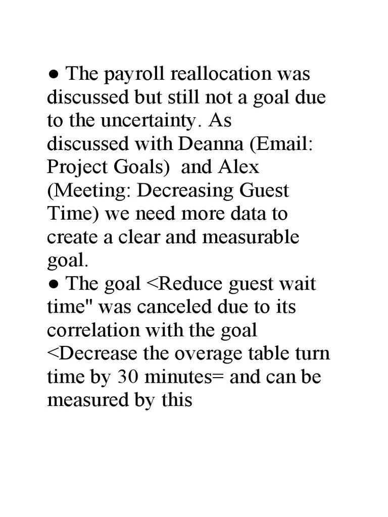 The Payroll Reallocation Was Discussed But Still Not A Goal Due To The