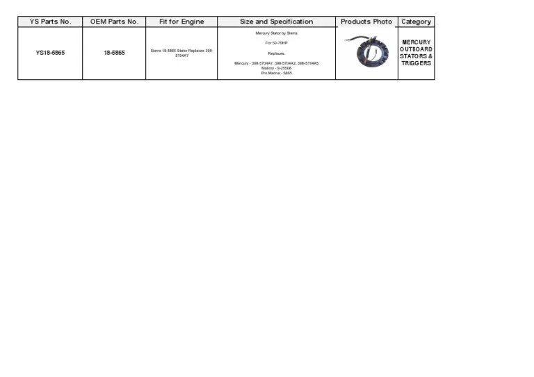 Mercury Outboard Stators & Triggers | PDF