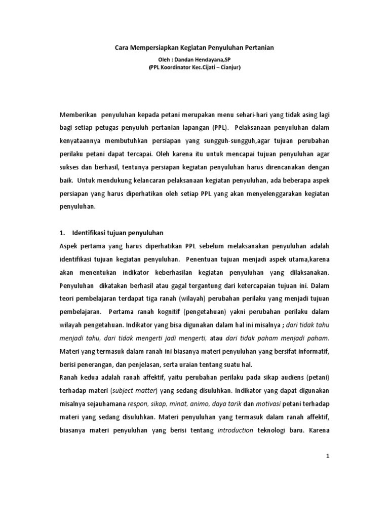 Cara Mempersiapkan Kegiatan Penyuluhan Pertanian | PDF