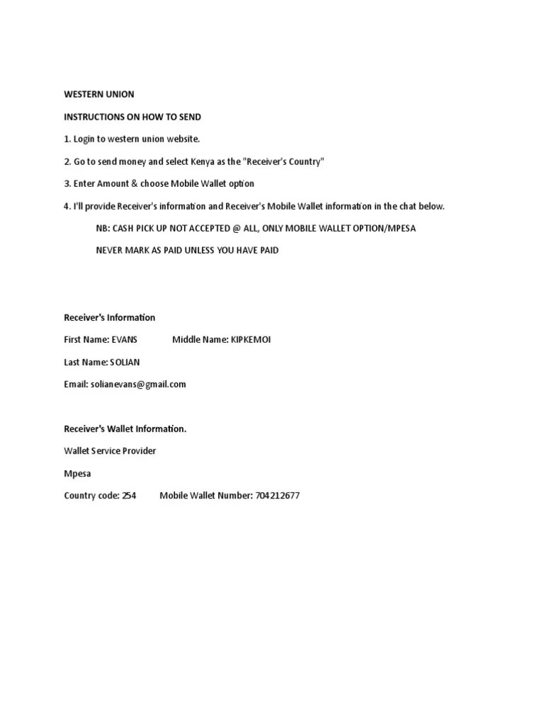 Document Remitly Western Union Sendwave PDF Pay Pal Payments