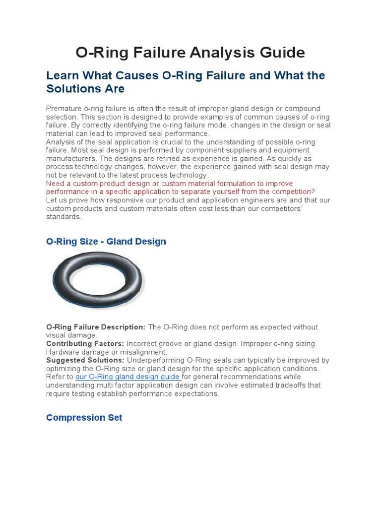 O Ring Failure Analysis Guide PDF Physical Sciences Materials