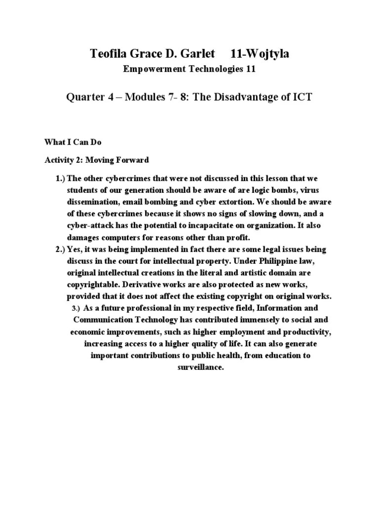 Etech Modules 56 and 78 With Summative Test Answeres PDF