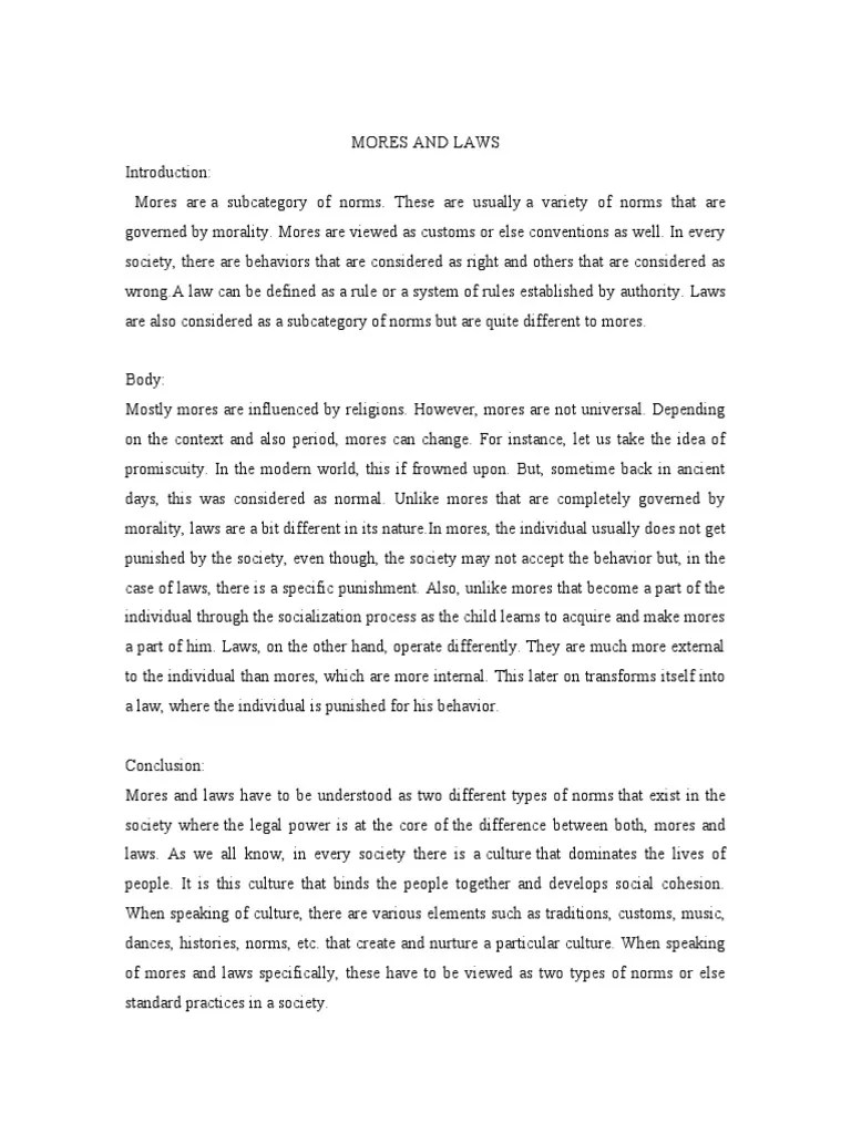 Mores vs Laws Understanding the Differences PDF Social