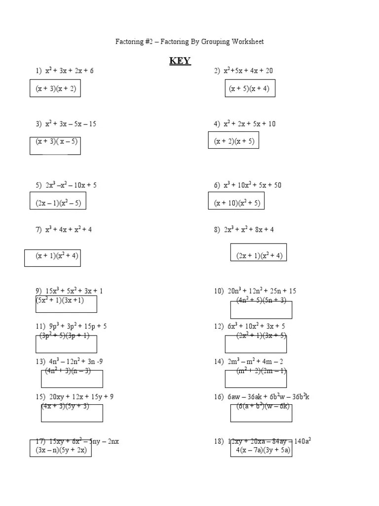 Factoring By Grouping A Collection of Polynomial Expressions to