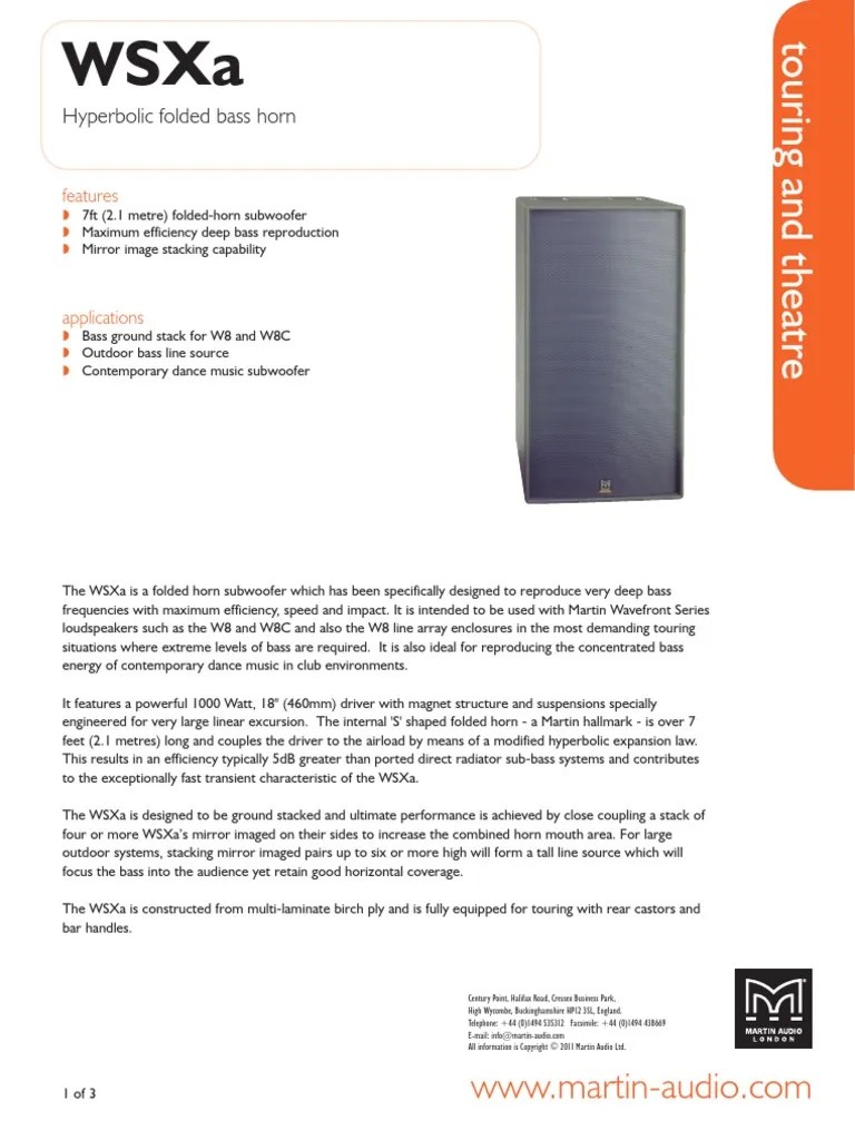 WSXdatasheet PDF Loudspeaker Audio Engineering