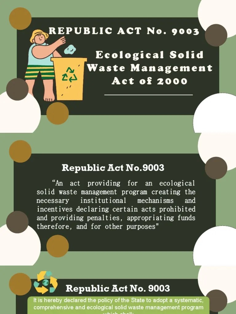 Ecological Solid Waste Management Law PDF Waste Management Waste