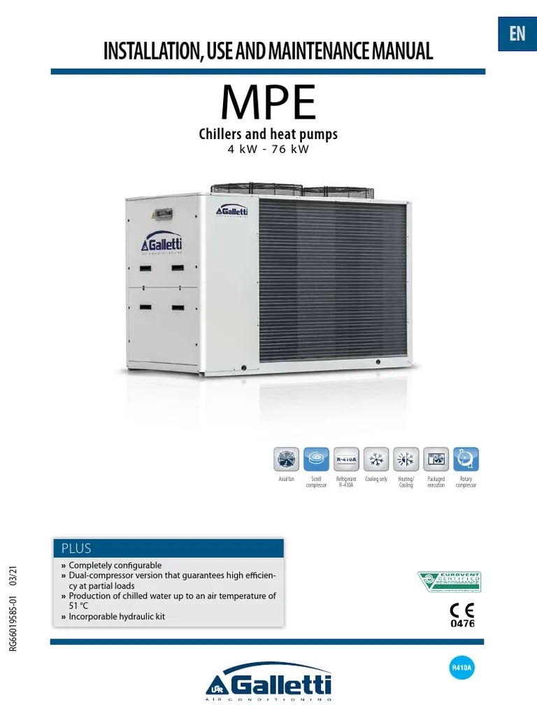 Installation, Use and Maintenance Manual: Chillers and Heat Pumps | PDF