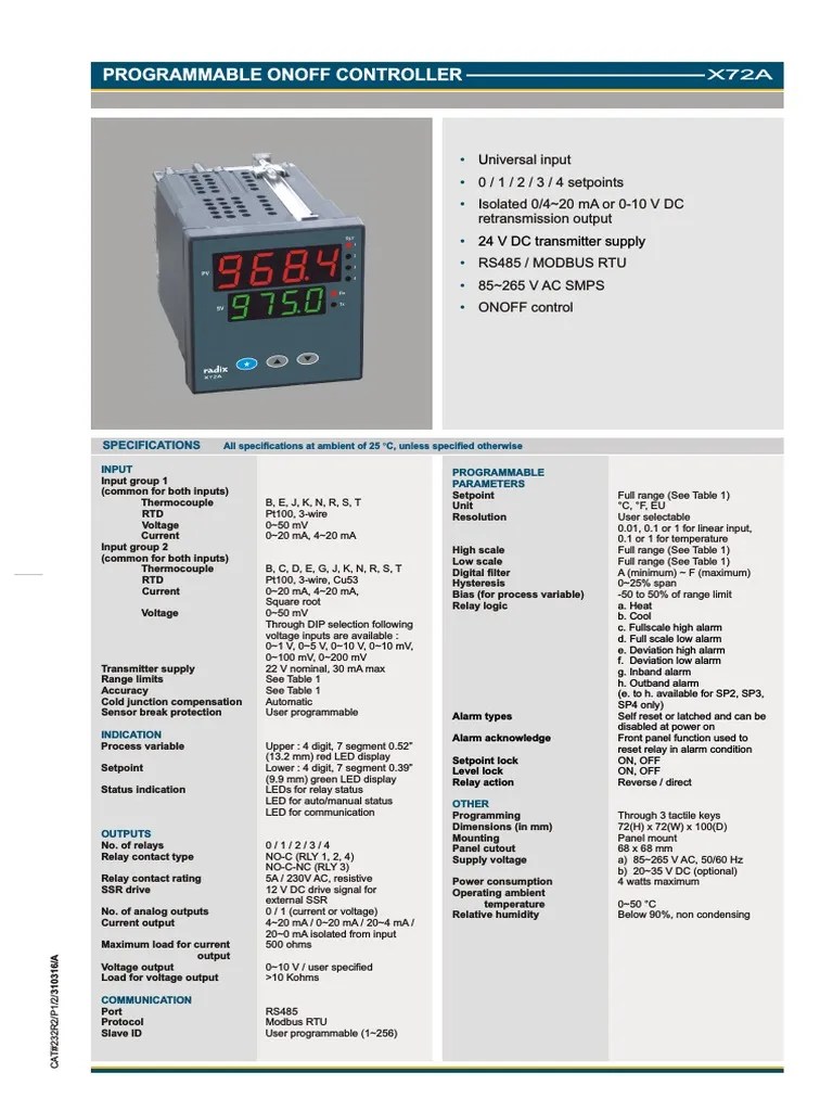 Programmable Temperature Controller PDF Relay Thermocouple