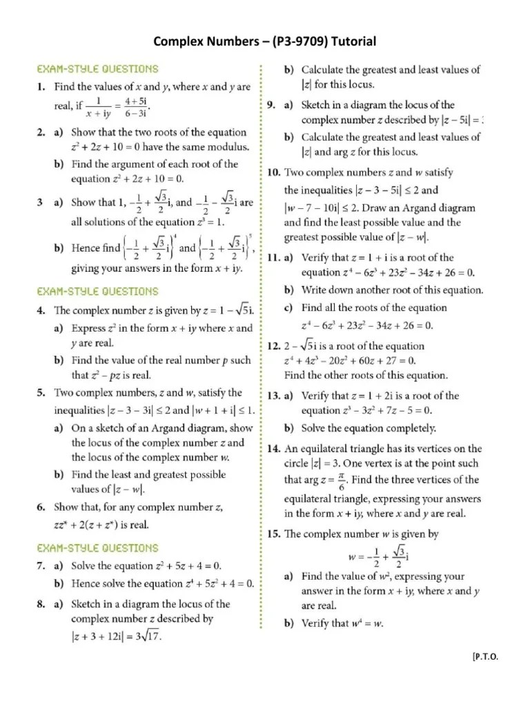 Complex Numbers PDF PDF