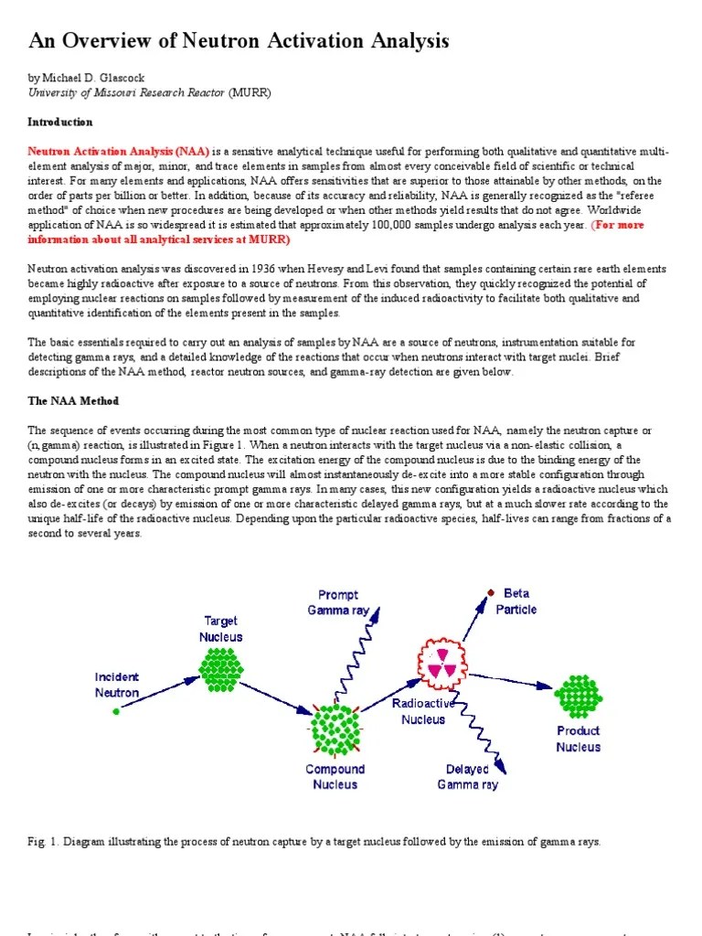 An Overview of Neutron Activation Analysis[1] Neutron