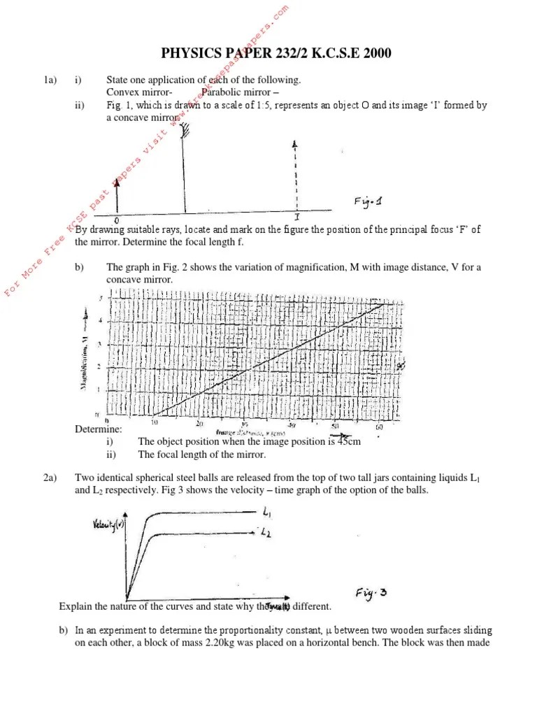 Kcse 2000 Physics Paper 2 PDF Gases Mirror