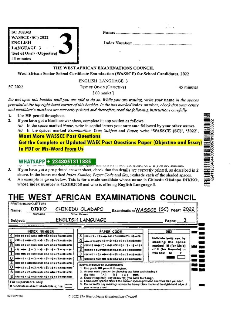 Free WAEC Past Questions On Oral English | PDF | Robbery