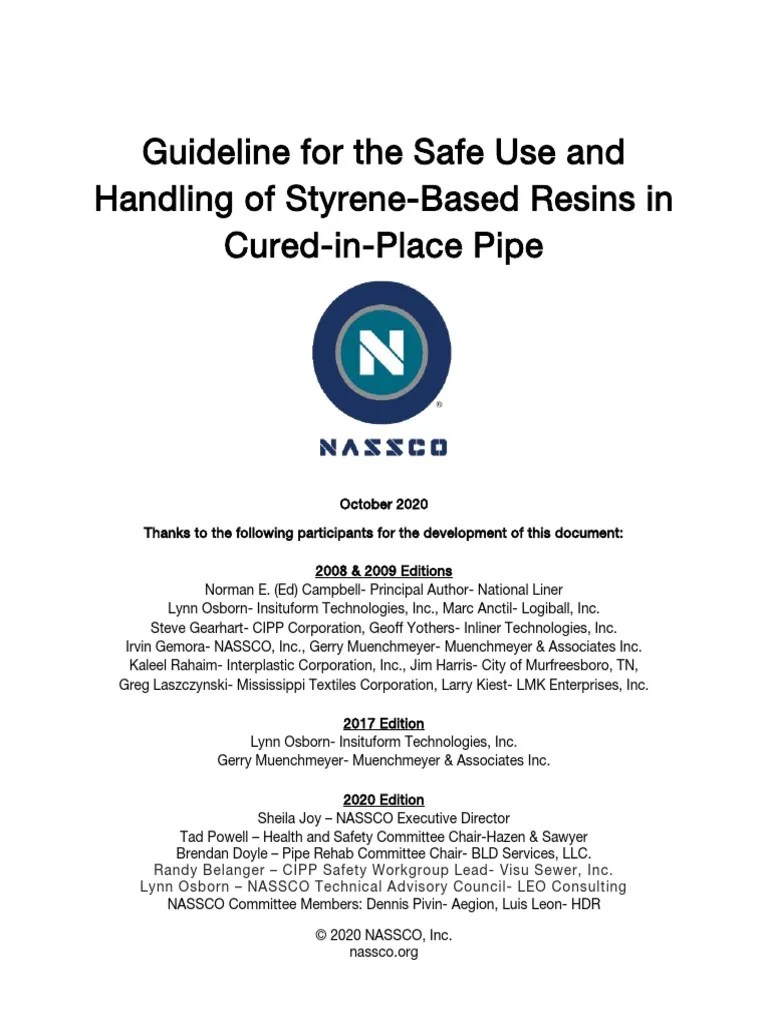 Safe Handling and Use of Styrene Specification Guideline 2020 PDF