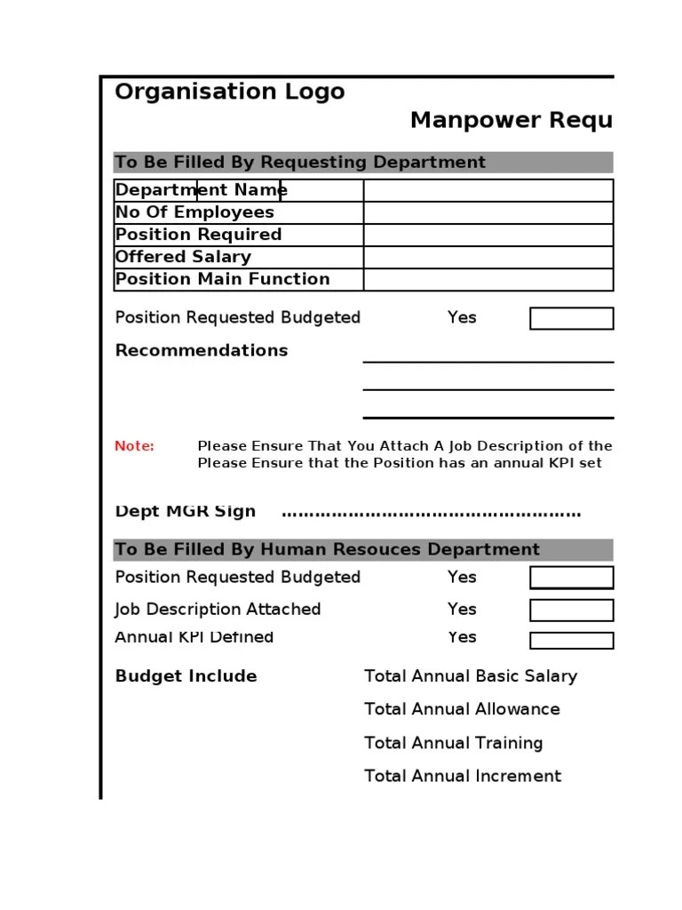 Organisation Logo Manpower Request Form
