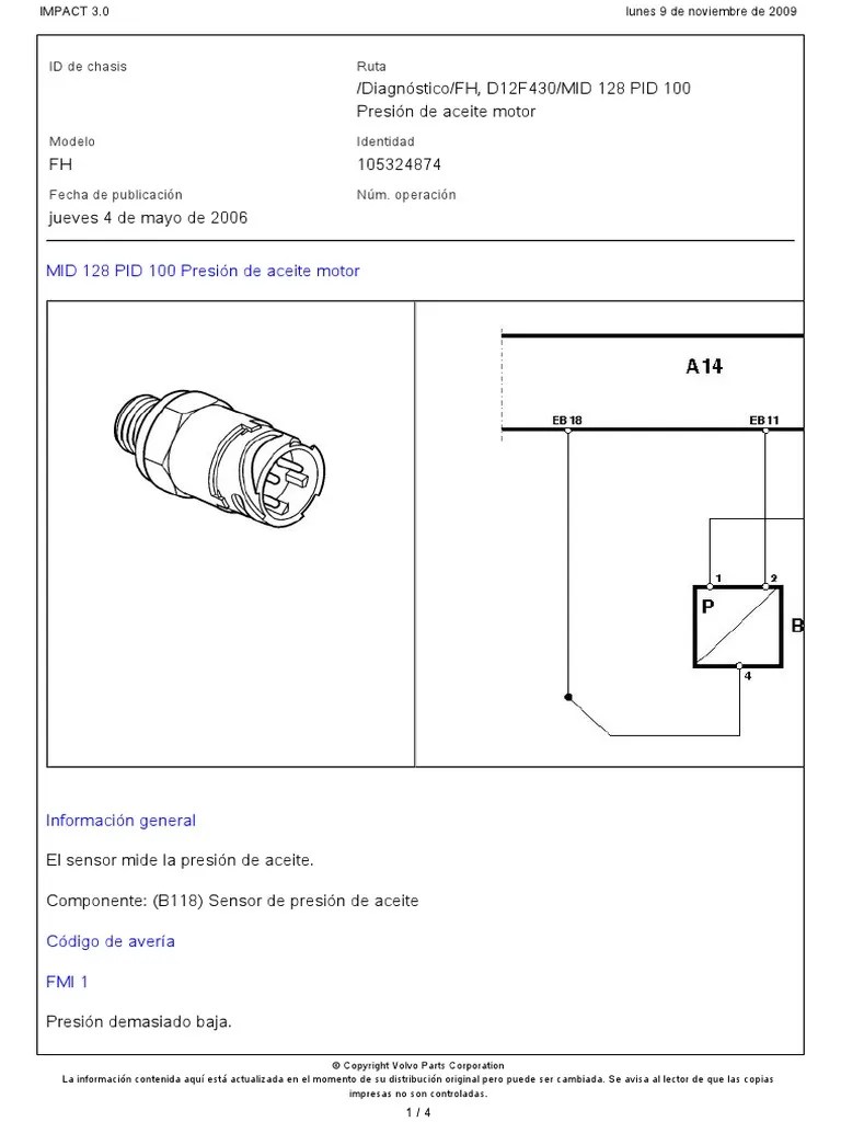 MID 128 PID 100 Presión Aceite Motor. | PDF | Sensor