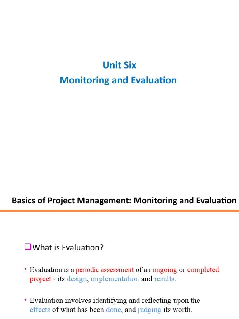 Project PPT 6 Monitoring and Evaluation PDF